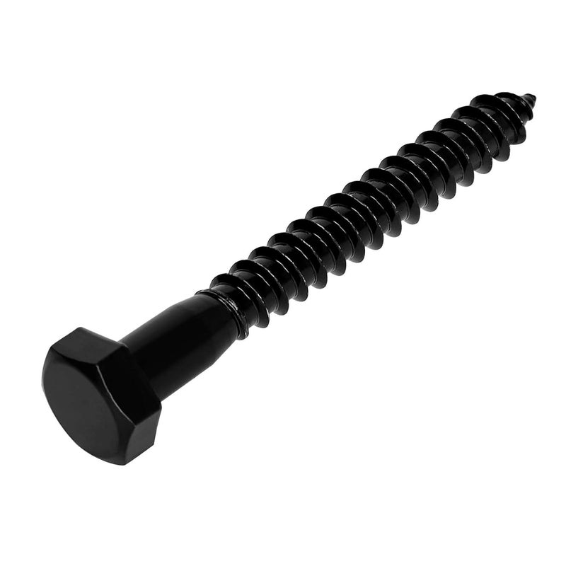 OUSCHR 5/16" x 3-1/2" Stainless Steel Lag Screws Bolts, Heavy Duty External Hex Head Wood Screws, Black Finish, Partial Thread, 10 PCS - Image 1